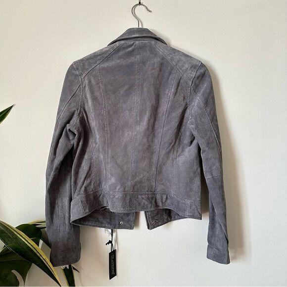 NWT Blank NYC Grey Suede Leather Asymmetrical Moto Jacket Size S - Picture 7 of 12